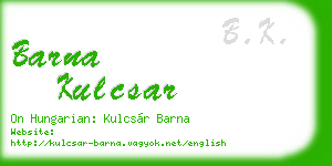 barna kulcsar business card